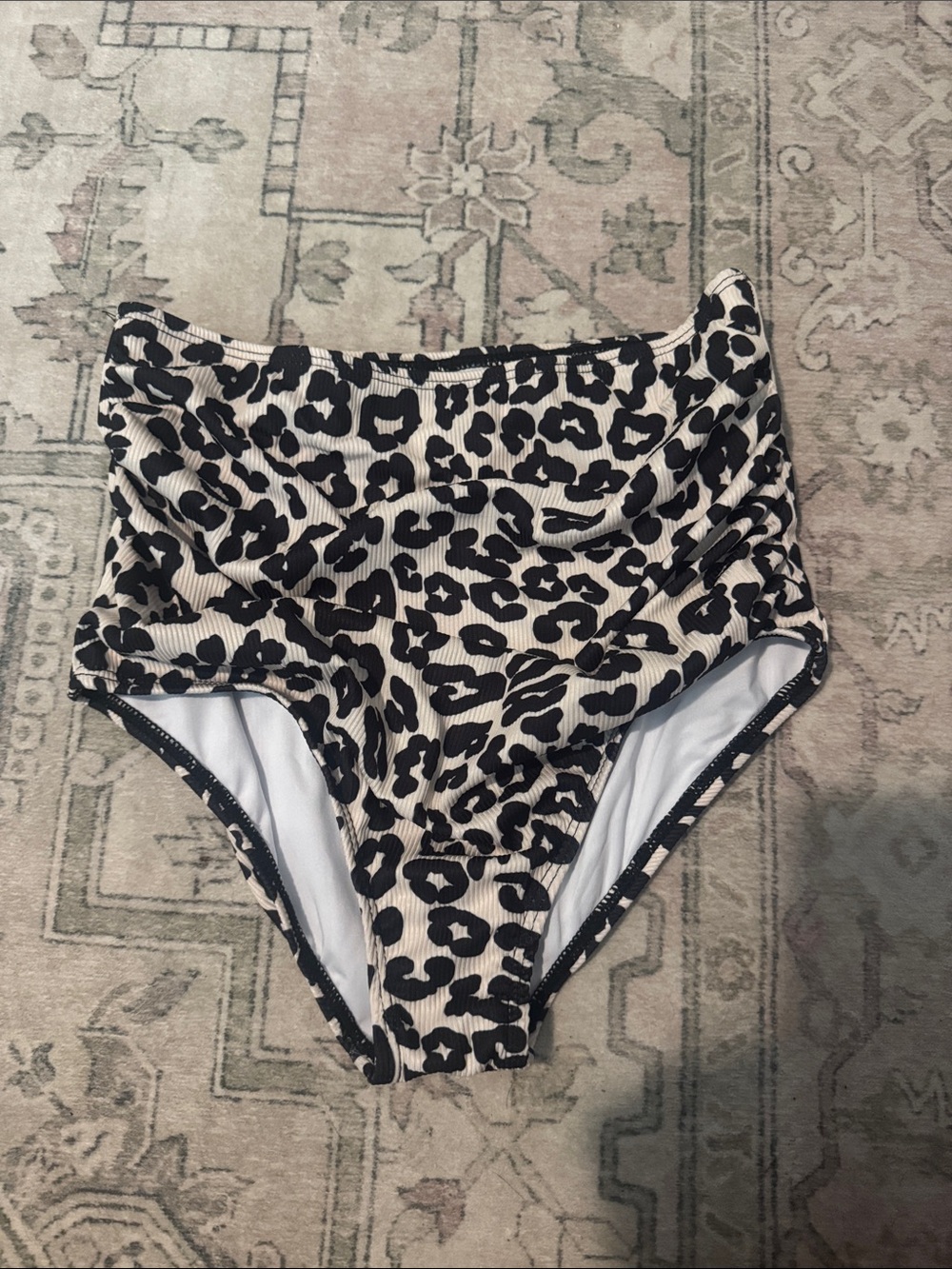 DAVI & DANI Black Leopard Print Bikini Bottoms on White